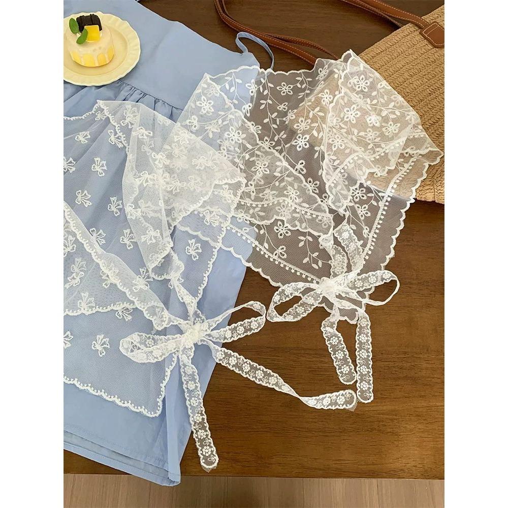Korean Layering Scarf | 2025 White Lace Skirt Slimmer | Adjustable Waist Wrap