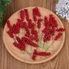 30PCS Flexible Wire Stem Artificial Berry Picks Red Color Red Berry Stem  Christmas Tree Decor