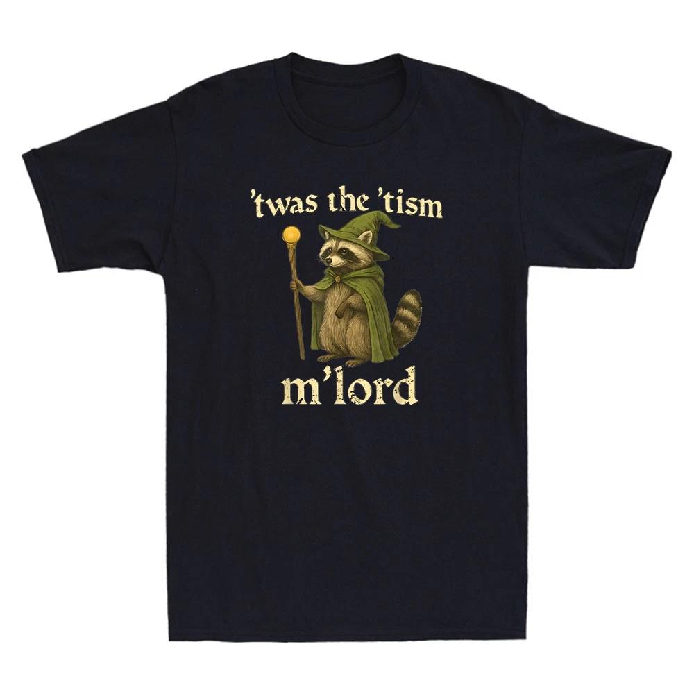 Twas the Tism Mlord Funny Wizard Raccoon Autism Gen Z Meme Vintage Men s T-Shirt XS