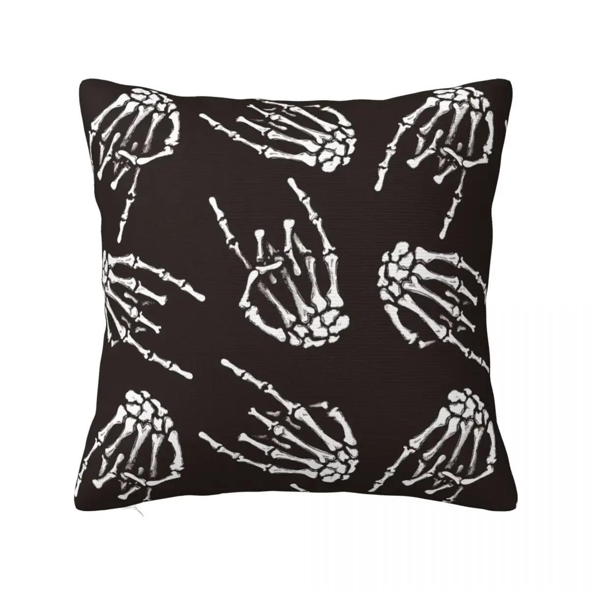 

Rock Skeleton Of A Human Hand Square Pillowcases Polyester Home Cushion Cover Cool Decorative Throw Pillow Case 66x66cm бежевый
