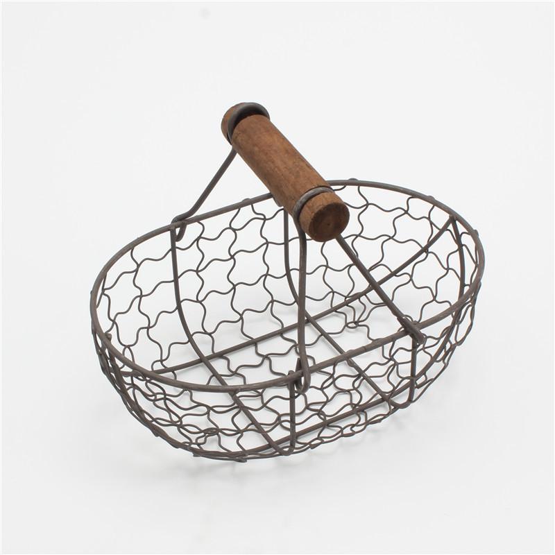 

Retro Wrought Iron Kitchen Storage Basket: Fruit, Bread, and Desktop Organizer серый/чёрный