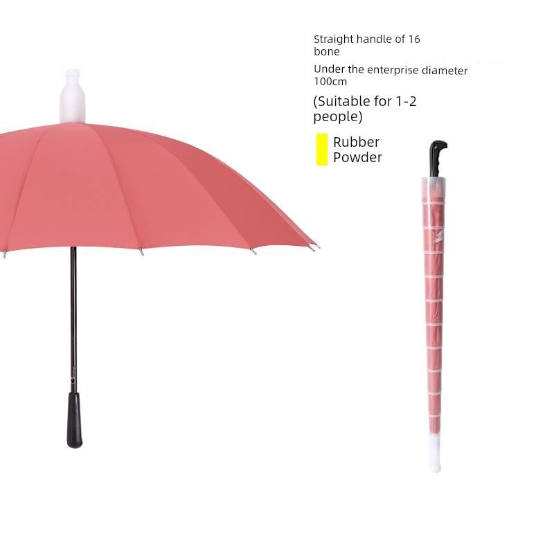 Waterproof Umbrella for Men and Women, Double Automatic Large Car-Mounted 16-Rib Long Handle Umbrella, Oversized Black Umbrella for Men and Women