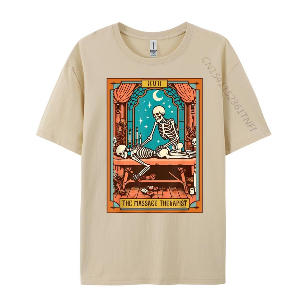 Funny Skeleton Massage Therapy Massage Therapist Tarot Card Graphic T Shirts Men Oversized Valentines Day Gift TShirt
