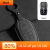 Interior Mouldings Leather Car Key Case for Toyota Prius Camry Corolla CHR C-HR RAV4 Land Cruiser 2/3 Button Keychain Suede Acce