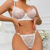 Women's Transparent Lingerie Set Lightweight Breathable Lace Lingerie Thong Bra Set