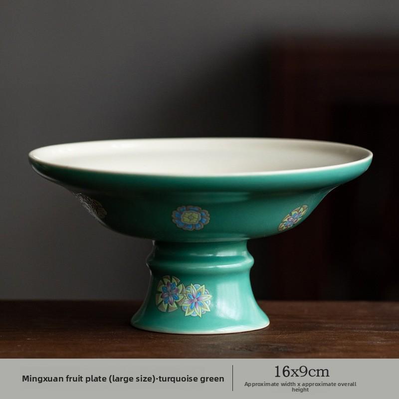 Japanisches Türkisgrün Hoher Fuß Obstschalen Zen Gebäckteller Dessert Süßigkeitenschale Süßigkeitenbar Haushalt Gastfreundschaftsgeschirr Geschenk