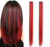 ZALYA™ Wiederverwendbare Bunte Haarsträhnen Extensions Für Frauen Haare Farbige Haarverlängerung Für Mädchen Set mit 2 Stück (rot)