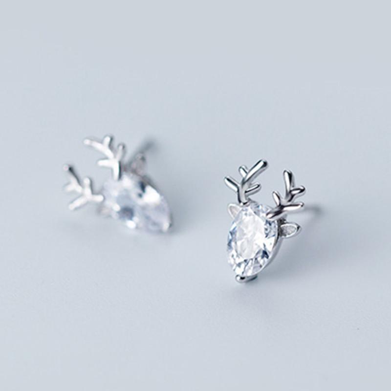 Mini Deer Antler Stud Earrings - Korean Fashion Christmas Gift