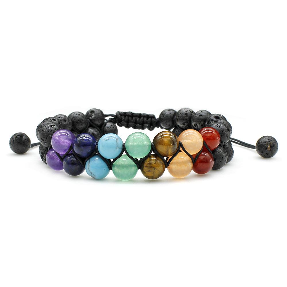 New Matte Stone  Black Agate Yellow Tiger Eye Double-Layer Beaded Bracelet