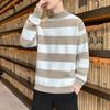High Collar Sweater Men's Striped Sweater Teen Students Thickened Pullover