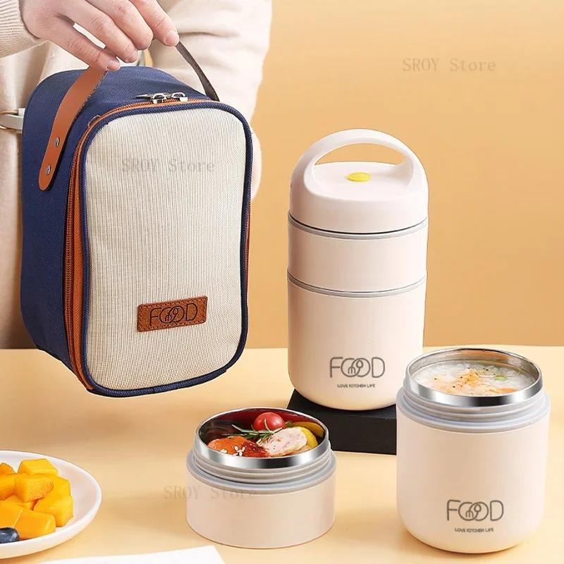 Vacuum Thermal Lunch Box Stainless Steel Insulated Food Warmer with Soup Cup Thermos Containers for Kids Lunch Bag Tupper