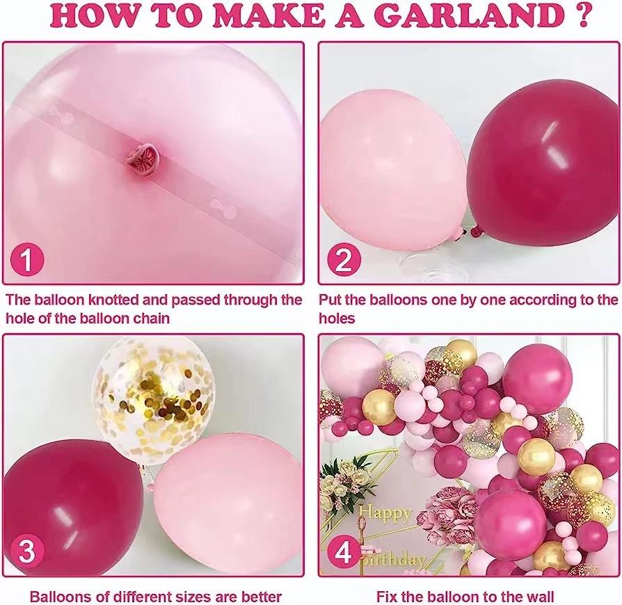 Rose Balloon Chain Set Garland Arch Balloon Metal Gold Balloon Birthday Wedding Party Decoration