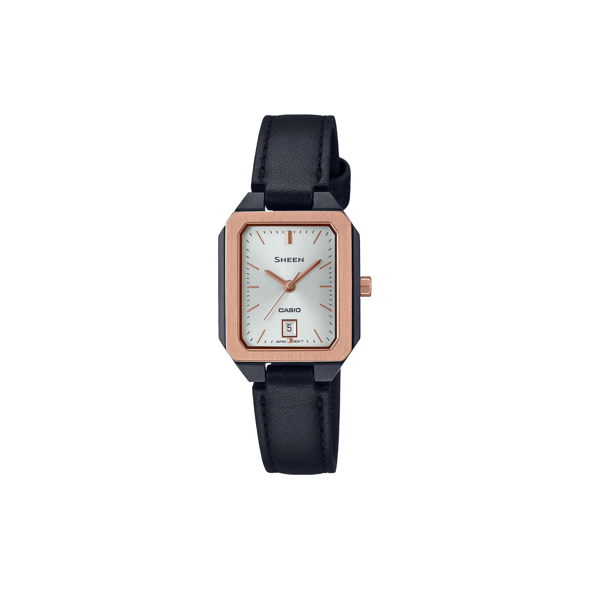 CASIO SHE4555 Galaxy Star Box 50m Water Resistant Quartz Movement Genuine Leather Strap Watch SHE-4555GBL-7AUPRC Gray Dial