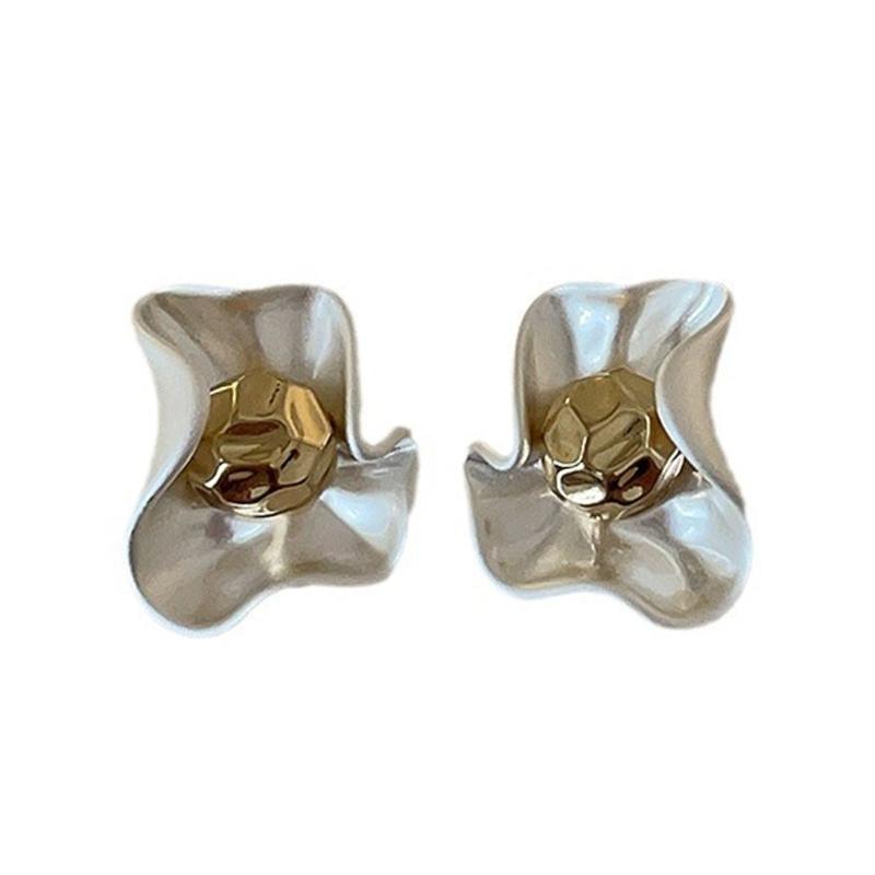 Sophisticated Earrings Ear Jewelry Flower Studs Earrings Unique Ear Pendant Metal Texture Ear Pin for Fashion Lover 1