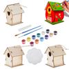 4pcs DIY Wooden Birdhouse Kits Creative Arts and Crafts Set for Kids Christmas Gift Unfinished Wood Birdhouses Painting Kit