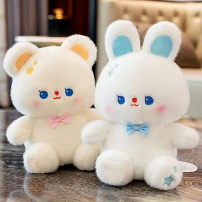 Brinquedo de pelúcia de desenho animado Coelho fofo/boneca de urso plushies usam mini arco macio e fofo animal de pelúcia