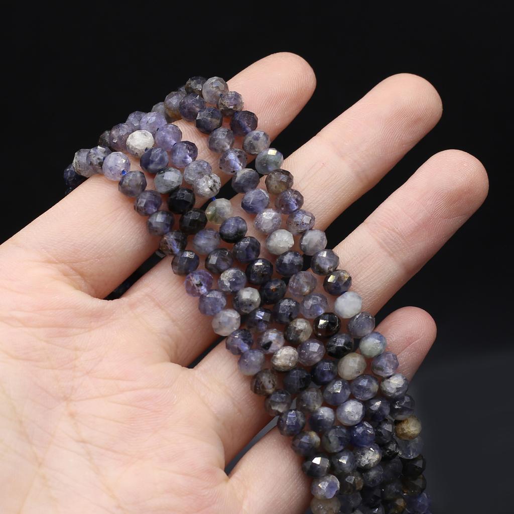 Natural Stone Faceted Beads Amethyst/iIolite Beads 4x5 MM Charms For Jewelry Making DIY Necklace Bracelet Earrings Accessory