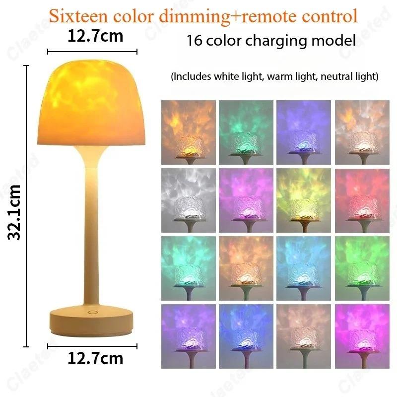 

Ocean Wave Projector Light Cordless Night Light Sunset Mood Ambient Lighting RGB Color Aurora Light Bedroom Living Room