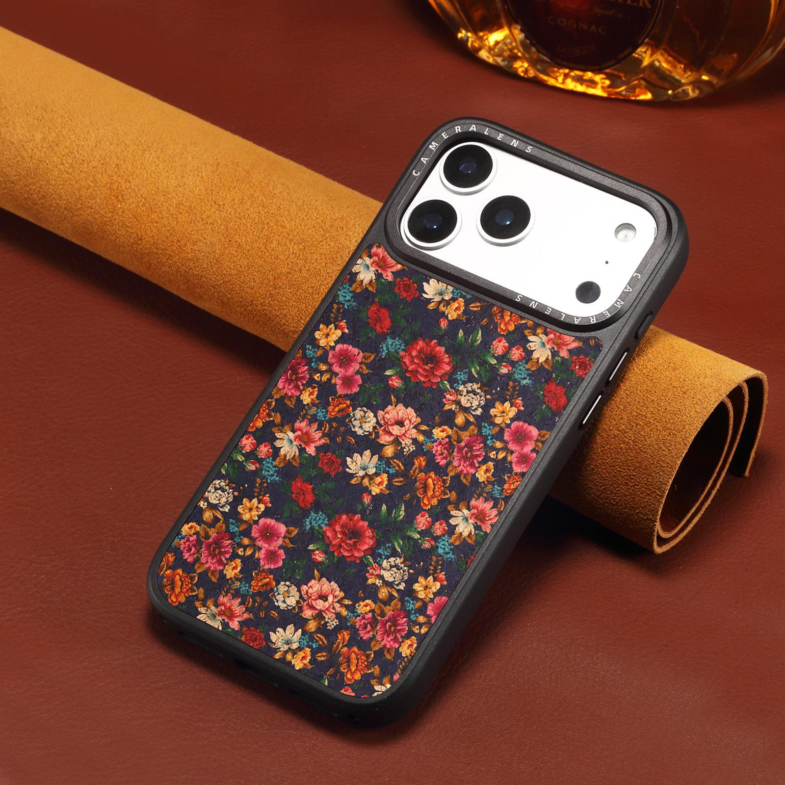 

Cork Print Magnetic Charging Case for iPhone 17 Pro with Lens Protection 15 Pro Max фиолетовый