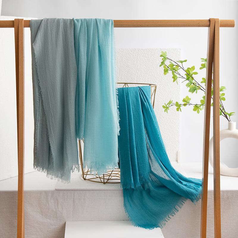 Cotton And Linen Scarf High-End Solid Color Japanese And Korean Atmosphere Yarn Scarf Sunscreen Shawl Simple Long Silk Scarf