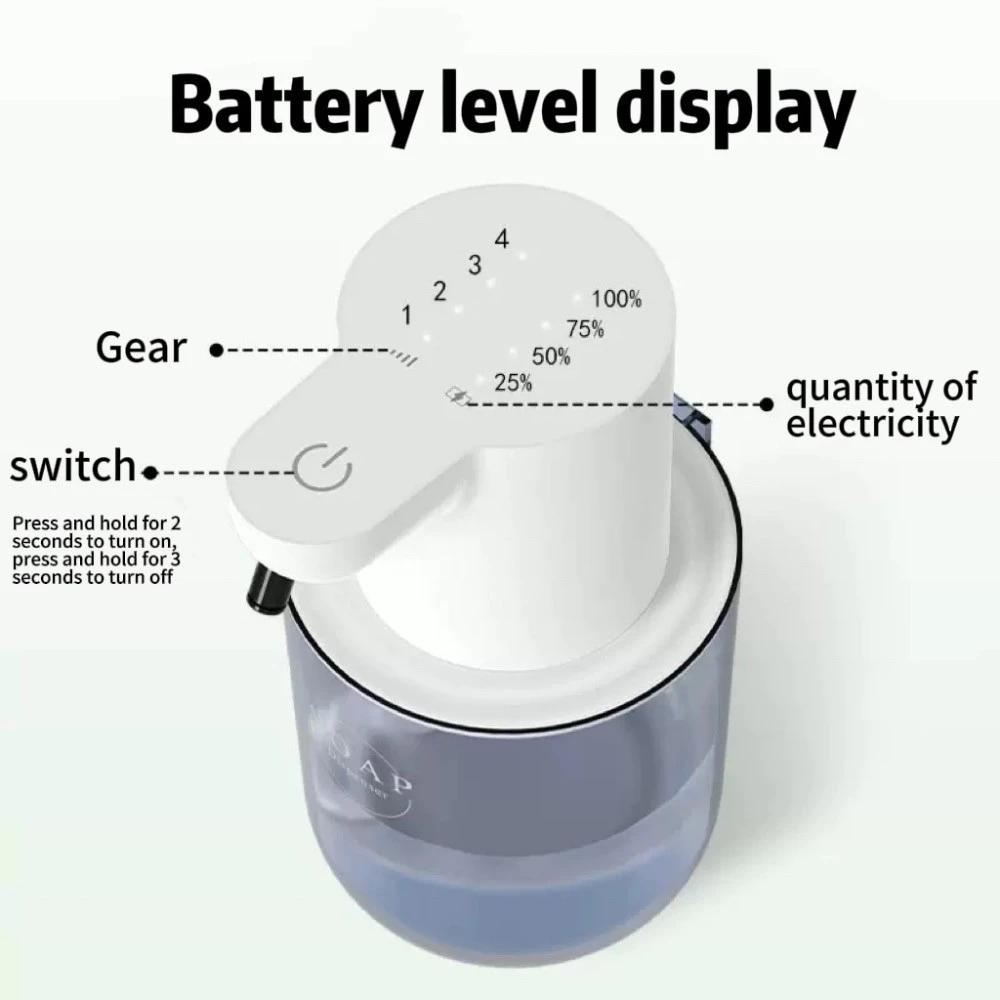 400ML P3 Light Display Countertop Or Wall-Mounted IPX5 Waterproof Electric Smart Infrared Automatic Kitchen Sense Soap Dispenser