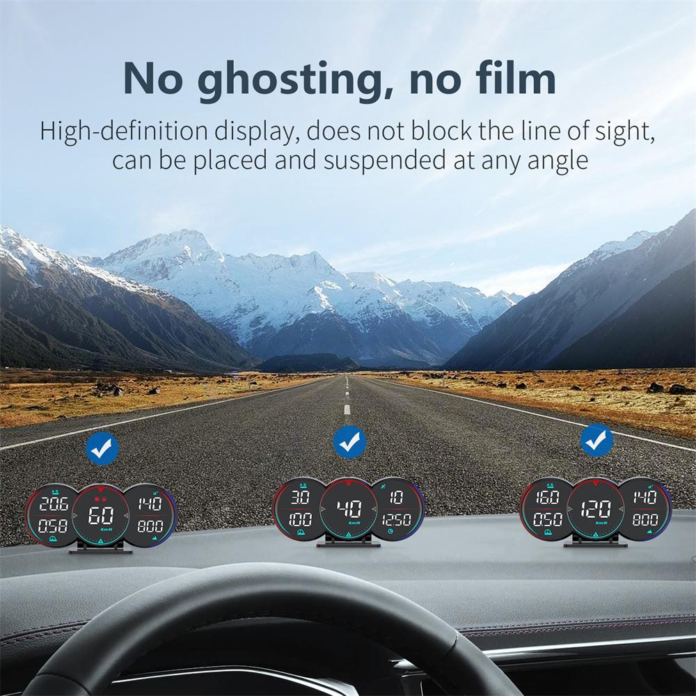 HUD GPS Heads Up Display LCD Speedometer Over-speed Alarm Fatigue Driving Alarm