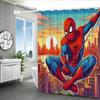 4pcs Spiderman Cartoon pattern decoration set includes shower curtain, non-slip bathroom rug, toilet U-shaped mat, toilet seat