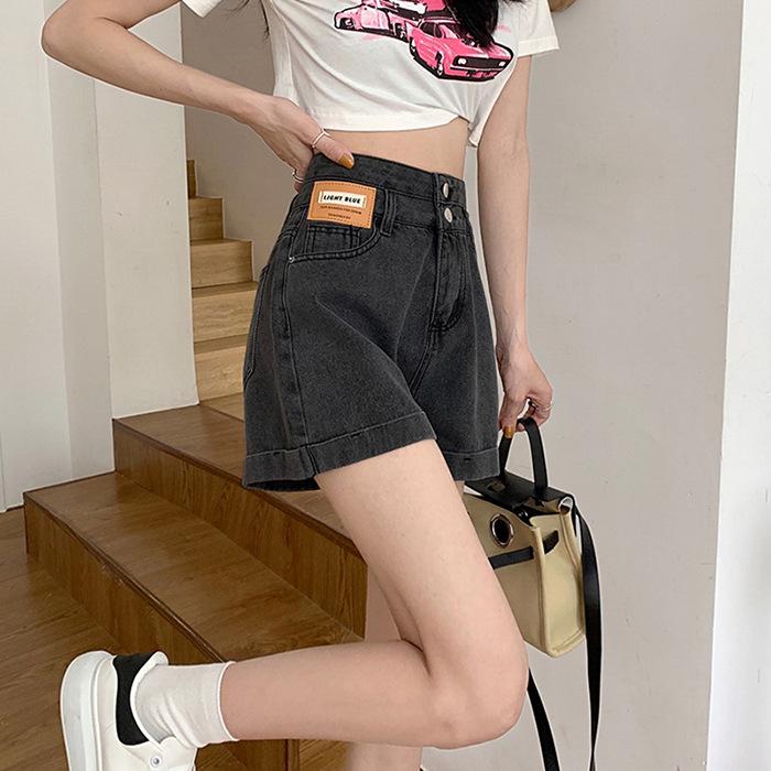Summer 2025 Women's High-Waisted Slimming Denim Shorts - Trendy, Loose-Fit Design