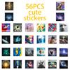56 Pieces Of Visual Art Colorful Graffiti Stickers Personalized Trend Square Guitar Suitcase Waterproof Sticker
