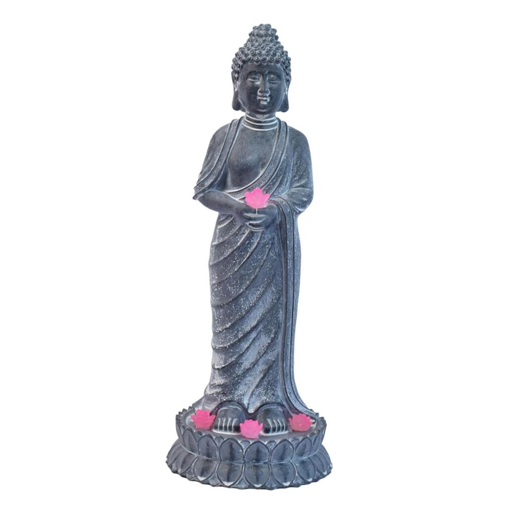 Buddha Outdoor Statue Figurine with Solar Lights Landscape Lamp Decorative Modern Ornament for Lawn Patio Outside Courtyard