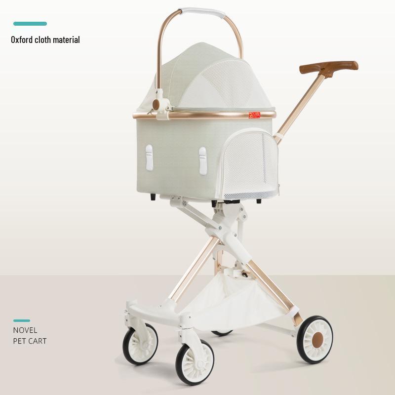 Stilvoller weißer PU-Leder-Haustierkinderwagen: Abnehmbares Design für Hunde und Katzen unter 30 Pfund