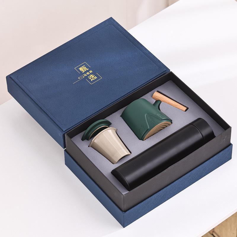 Guofeng Merchandise Zhoushan Ceramic Cup Three-Piece Gift, Thermos Cup Business Engraving Name