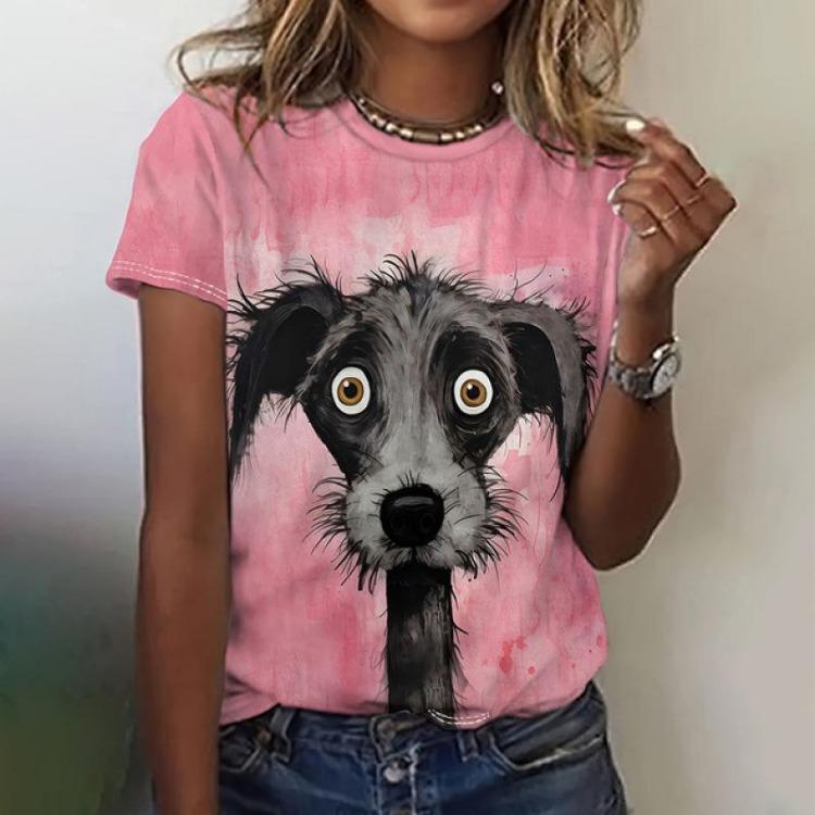 Kawaii Funny Animal Graphic Women's T Shirts Casual Oversize Short Sleeve Top Female Fashion Clothing Ladies