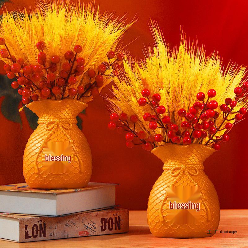 Golden Barley Ear Faux Flower Arrangement for Home Decor - Perfect for Living Room, Dining Table, Weddings & Special Occasions
