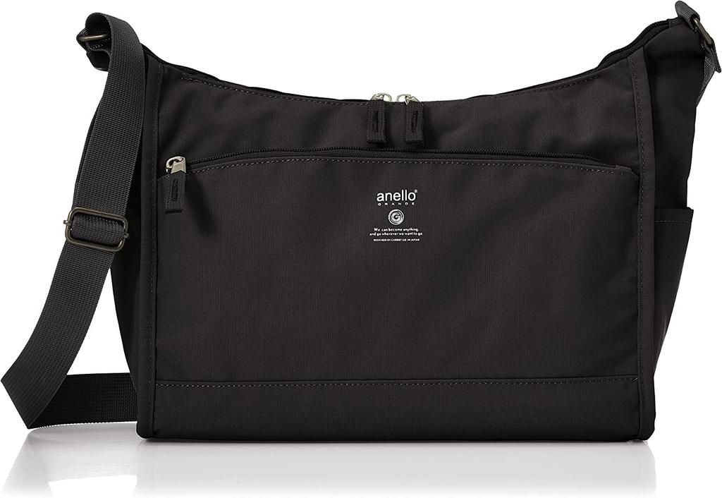 Anello Grande CABIN GTM0172Z Shoulder Bag, A5 Size, Lightweight, Water-Repellent, and with Multiple Storage Spaces, Dark Black