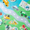 Set of plates, cups, napkins, cars