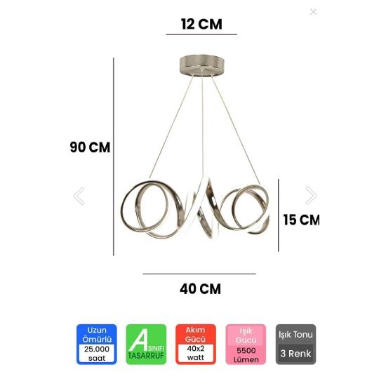 3 Color Remote Controlled Chrome Dimmer Led Chandelier Curved Led Chandelier