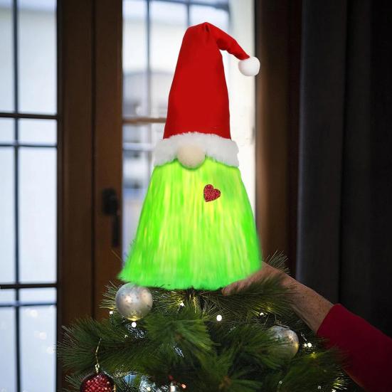 Grüner Wichtel Weihnachtsbaumspitze Plüsch Weihnachts-Elf Baumspitze Dekoration für Weihnachtsbaum Feiertags-Heimdeko