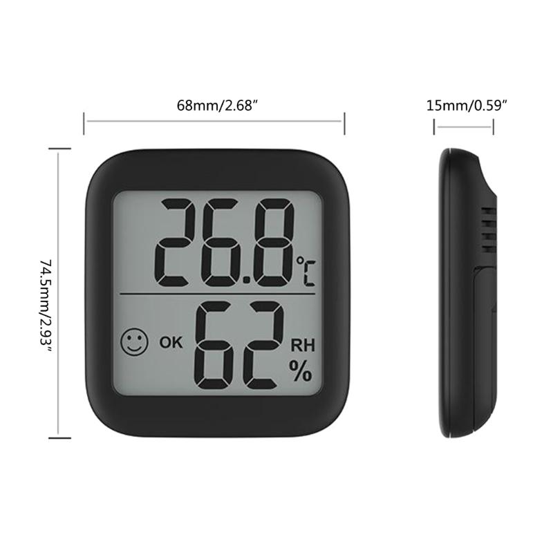 Electronic Temperature Humidity Detector-Gauge for Indoor Baby Room LCD Digital Thermometer Hygrometer Built-in Battery