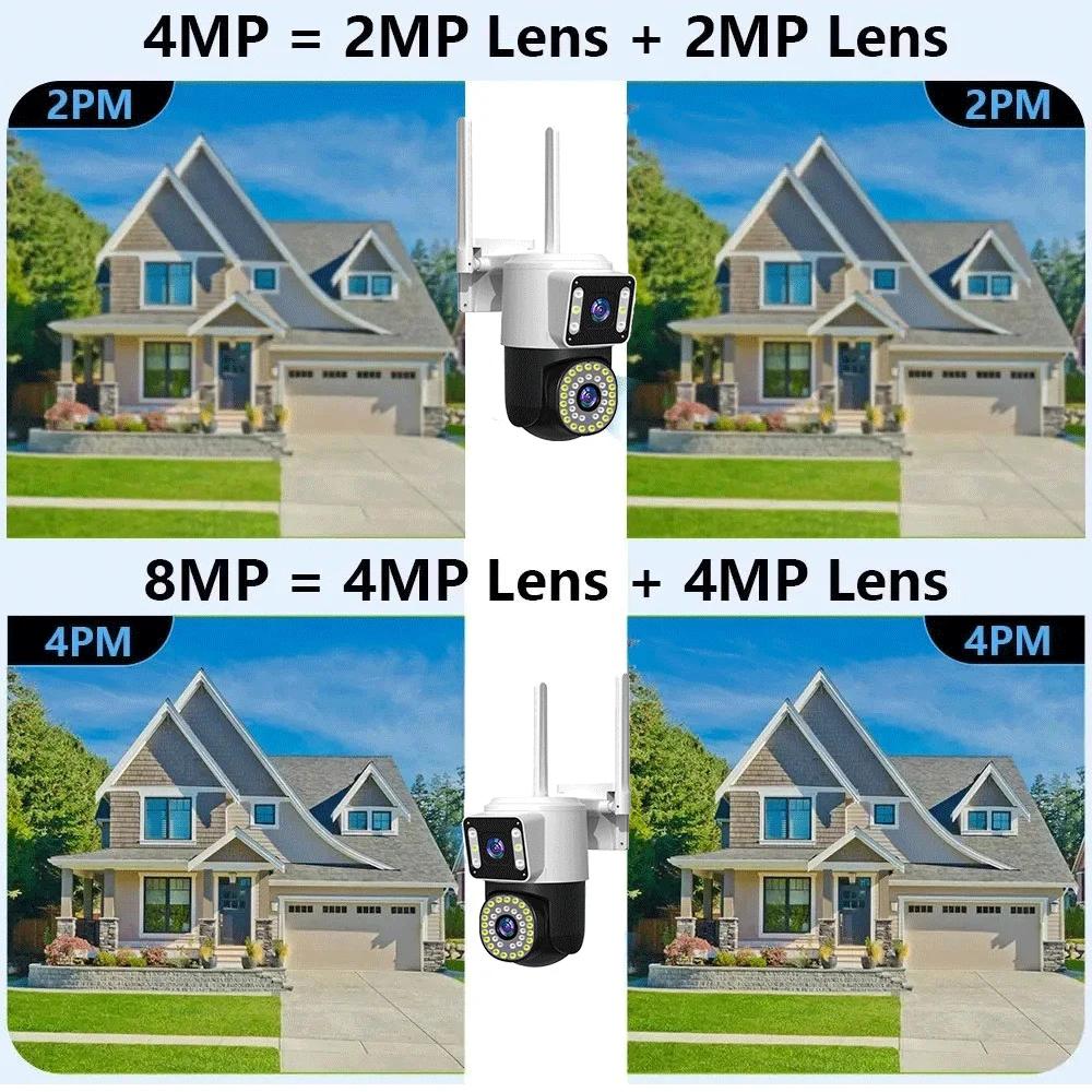 4K 8MP Wifi Surveillance Camera Tuya Dual Lens 10X Digital Zoom AI Human Detect Cam Wireless Outdoor Security PTZ IP Cameras