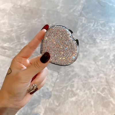 Specchietto per Trucco Mini Cuore di Strass – Portatile, Double-Sided, Specchio Pieghevole per Ragazze
