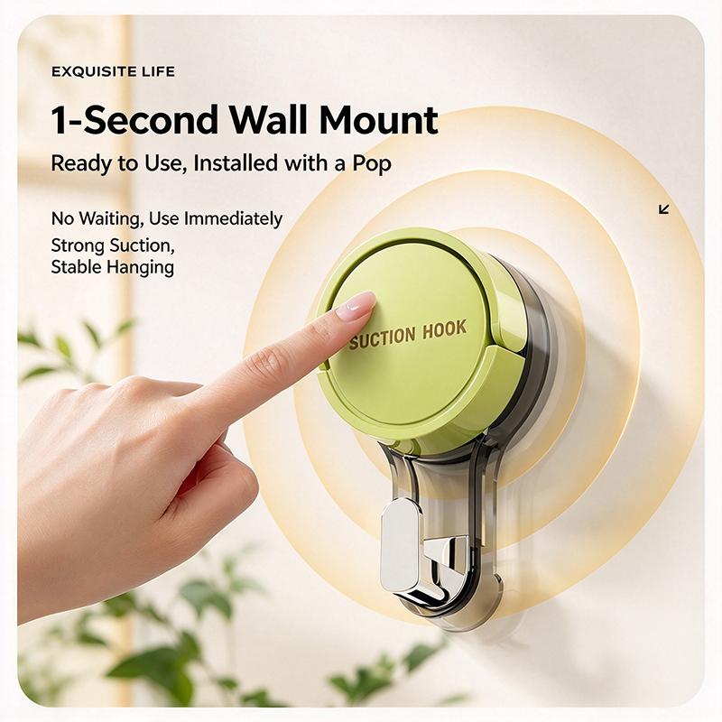 Traceless Vacuum Suction Hooks No Drilling Adhesive Wall Hook Reusable Heavy Duty for Home Bathroom Kitchen Door Hanging