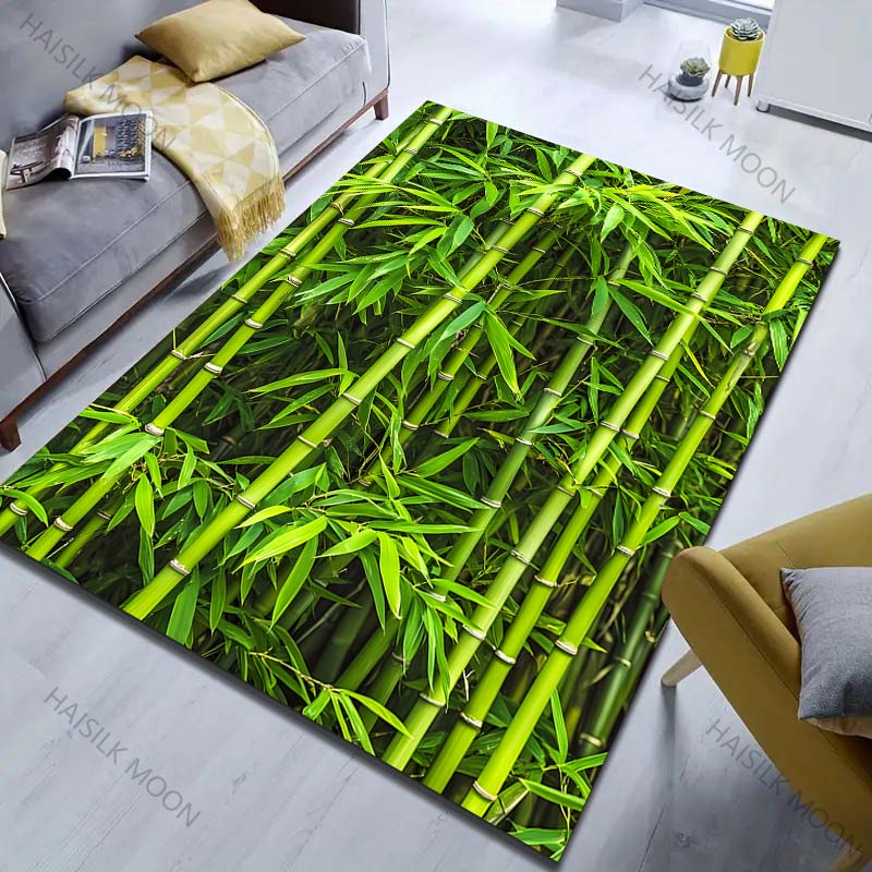 Bamboo Forest Printed Carpet for Bedroom Living Room Bedside Sofa Floor Mat Modern Home Decor Area Rug Large Size