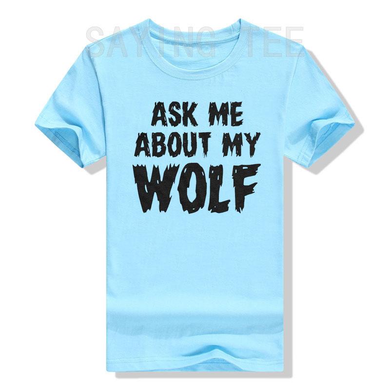 

Ask Me about My Wolf Flip T- Shirt Cool Funny Saying Novelty Graphic Tee Tops Men s Fashion Animal Print Outfits Husbands Gifts 4XL