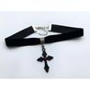 Gothic Black Velvet Cross Choker Necklace