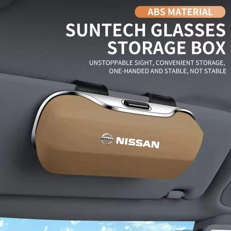 For Nissan X-trail Qashqai Versa Juke Leaf ABS Visor Glasses Case Clip Carbon Fiber Texture Car Sun Visor Glasses Box Storage