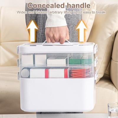 Scatola Portatile per Conservare Medicinali Organizzatore di Pillole Grande Capacità Design Multistrato Custodia per Medicinali Trasparente con Manico