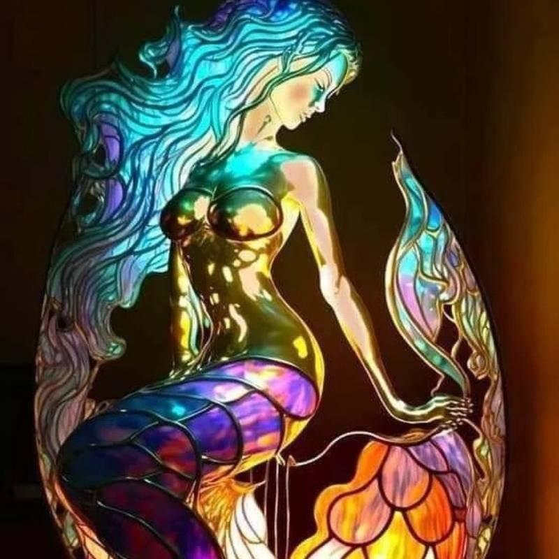 Vintage Resin Colored Mermaid Table Lamp For Daily Home Decorations And Gifts