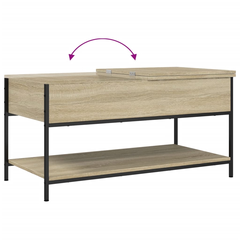 Coffee Table Sonoma Oak 100x50x50 cm Wood Based Material and Metal
