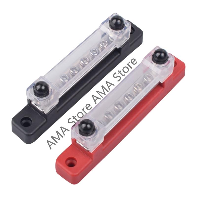 2pcs 6 Way Bus Bar Terminal Block 150A Power Distribution Terminal Block with Cover For Motorhome Boat Marine Battery Power